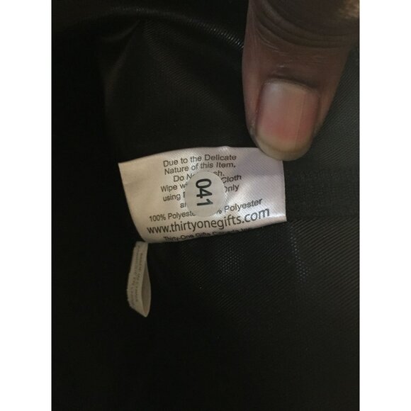 Thirty-One Bows & Brushes Grey Canvas Tote Bag Yellow & White Embroidery Pockets - Picture 10 of 11